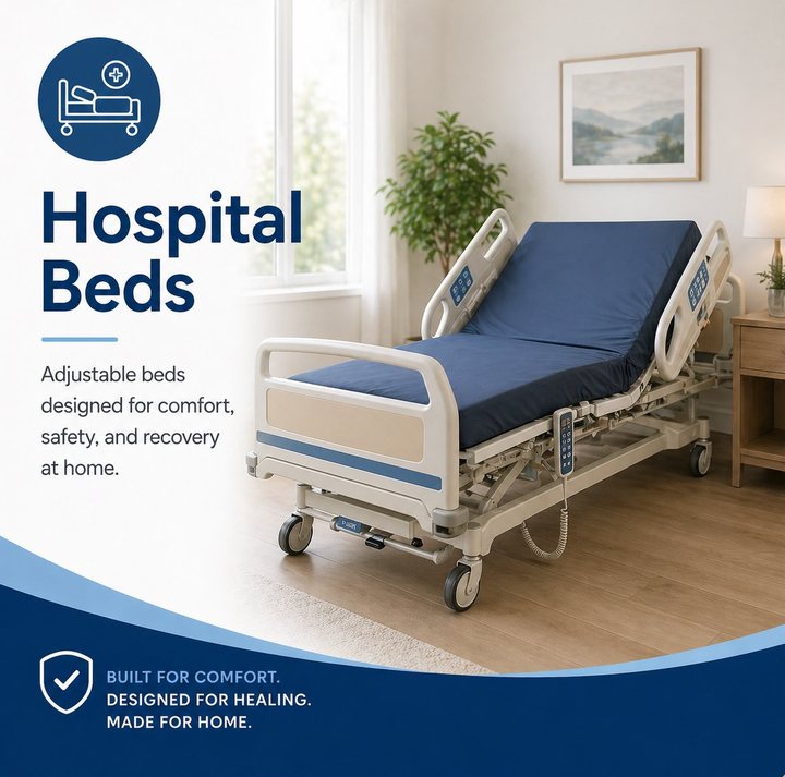 Hospital Beds from Ventura Medical Services: Full-electric and semi-electric hospital beds, mattresses, and bed rails for home and facility use.
