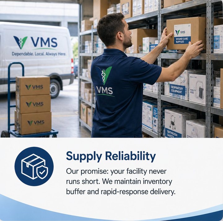 Supply reliability — the equipment is there when the patient needs it